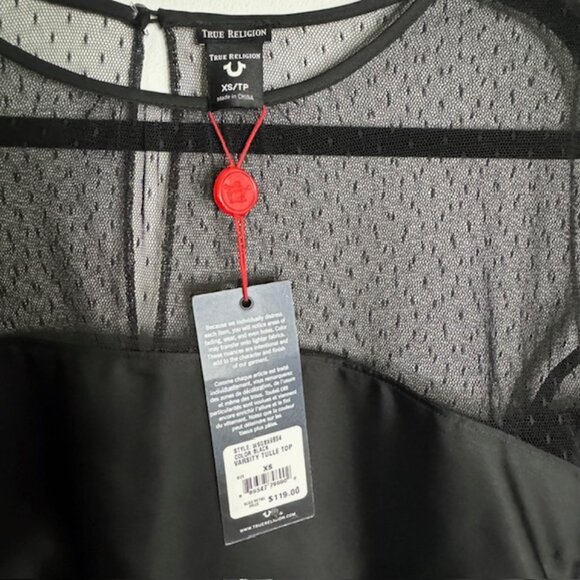 True Religion Black Varsity Tulle Top Blouse Size XS NEW!!! - Picture 7 of 7
